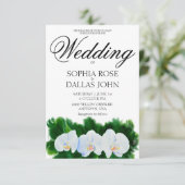 Invitation Elégante aquarelle orchidée blanche (Debout devant)