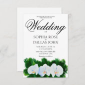 Invitation Elégante aquarelle orchidée blanche (Devant / Derrière)