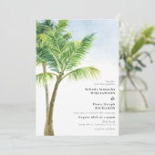Invitation Elégante aquarelle Palm Tree Beach Mariage (Debout devant)