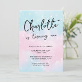 Invitation Elégante aquarelle Pastel 1er anniversaire (Debout devant)