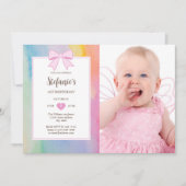 Invitation Elégante Aquarelle Pastel Soft 1er Anniversaire Ph (Devant)