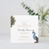 Invitation Elégante aquarelle Peacock Anniversaire (Debout devant)