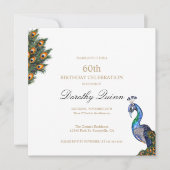 Invitation Elégante aquarelle Peacock Anniversaire (Devant)