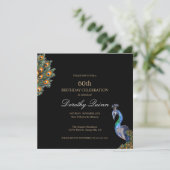 Invitation Elégante aquarelle Peacock Anniversaire (Debout devant)