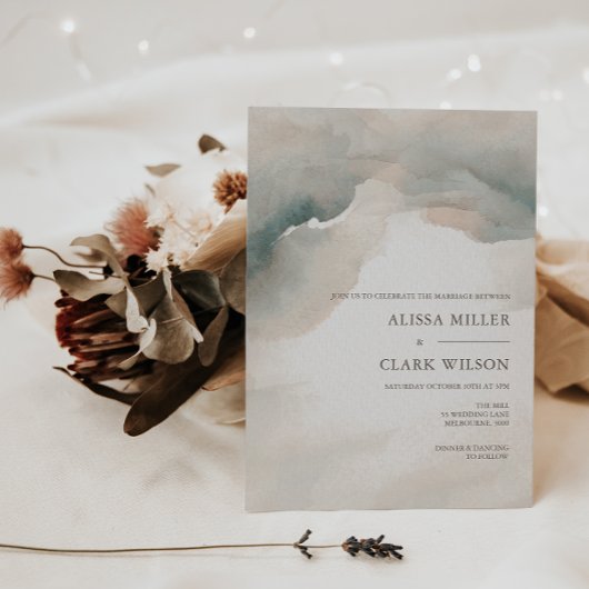 Invitation Elégante aquarelle Peinture Mariage Abstrait