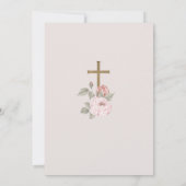 Invitation Elégante aquarelle Peonies roses Baby Baptism Cros (Dos)