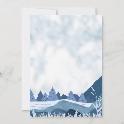 Invitation Elégante aquarelle Pine Mountain Mariage d'hiver (Dos)