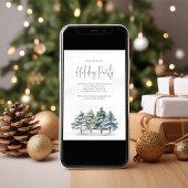 Invitation Elégante Aquarelle Pine Tree Fête de vacances