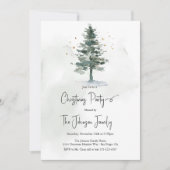 Invitation Elégante Aquarelle Pine Tree Soirée de Noël chic (Devant)