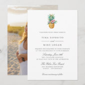 Invitation Elégante aquarelle PINEAPPLE Fruit tropique Photo (Devant / Derrière)