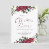 Invitation Elégante aquarelle Poinsettia dîner de Noël (Debout devant)