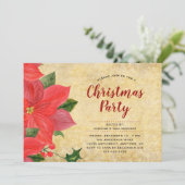 Invitation Elégante aquarelle Poinsettia fête de Noël (Debout devant)