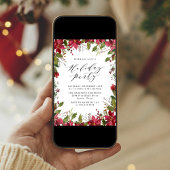 Invitation Elégante aquarelle Poinsettia Fête de Vacances