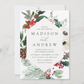 Invitation Elégante aquarelle Poinsettias Mariage d'hiver (Devant)