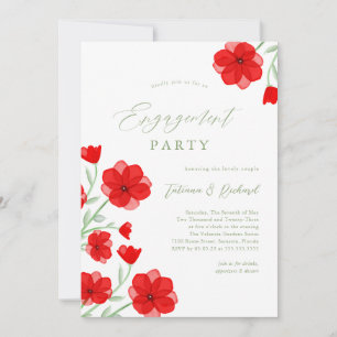 Invitation Elégante aquarelle Poppy Floral Engagement Party