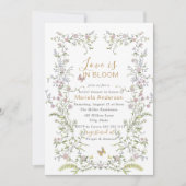 Invitation Elégante aquarelle Rétro Golden Flowers nuptiale S (Devant)