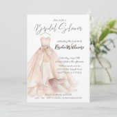 Invitation Elégante aquarelle robe blush douche nuptiale (Debout devant)