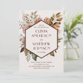 Invitation Elégante aquarelle romantique beige mariage (Debout devant)