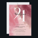 Invitation Elégante aquarelle rose 21e anniversaire<br><div class="desc">Invitation minimaliste moderne 21ème anniversaire avec arrière - plan couleur rose vif avec typographie chic et script élégant.</div>