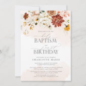 Invitation Elégante Aquarelle rose Baptême 1er Anniversaire (Devant)