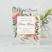 Invitation Elégante aquarelle Rose Bouquet Cadre (Debout devant)