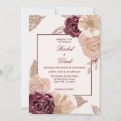 Invitation Elégante aquarelle rose Bourgogne Mariage floral (Devant)