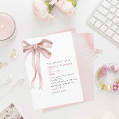 Invitation Elégante aquarelle rose Bow Girl Baby shower Invi