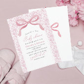 Invitation Elégante aquarelle rose Bow Girl Baby shower Invi