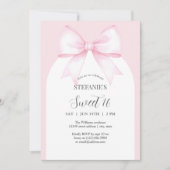 Invitation Elégante aquarelle rose Bow Sweet 16 Anniversaire (Devant)