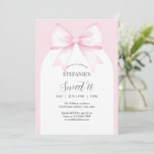 Invitation Elégante aquarelle rose Bow Sweet 16 Anniversaire (Debout devant)