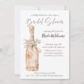 Invitation Elégante aquarelle rose champagne douche nuptiale (Devant)