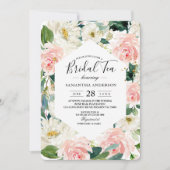 Invitation Elégante aquarelle rose et blanc Cadre floral (Devant)