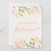 Invitation Elégante Aquarelle rose et or Proposition de la se (Devant)