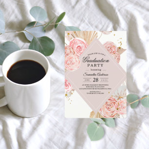 Invitation Elégante aquarelle rose et violet cadre floral