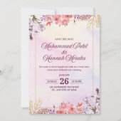 Invitation Elégante aquarelle rose et violet Mariage Invit (Devant)