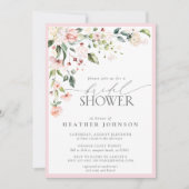 Invitation Elégante aquarelle rose Fête des mariées florale (Devant)