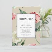 Invitation Elégante aquarelle rose Fête des mariées florale (Debout devant)