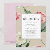 Invitation Elégante aquarelle rose Fête des mariées florale (Devant / Derrière)