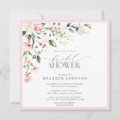 Invitation Elégante aquarelle rose Fête des mariées florale (Devant)