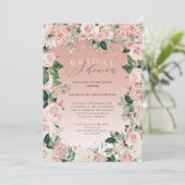 Invitation Elégante aquarelle rose Fête des mariées florale (Debout devant)