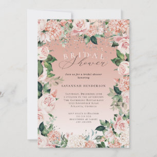 Invitation Elégante aquarelle rose Fête des mariées florale