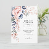 Invitation Elégante aquarelle rose Fête des mariées florale (Debout devant)