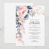 Invitation Elégante aquarelle rose Fête des mariées florale (Devant / Derrière)