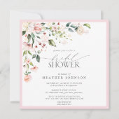 Invitation Elégante aquarelle rose Fête des mariées florale (Devant)