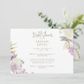 Invitation Elégante aquarelle rose Fête des mariées florale (Debout devant)
