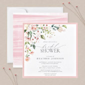 Invitation Elégante aquarelle rose Fête des mariées florale