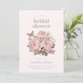 Invitation Elégante aquarelle rose Fête des mariées florale (Debout devant)