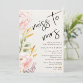 Invitation Elégante aquarelle rose Fête des mariées florale (Debout devant)