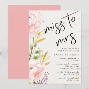 Invitation Elégante aquarelle rose Fête des mariées florale