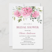 Invitation Elégante aquarelle rose FÊTE DES MARIÉES Hydrangea (Devant)